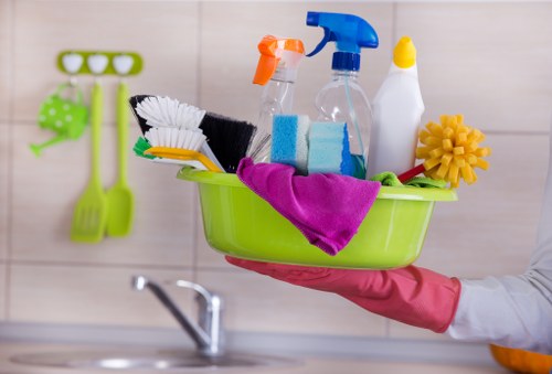 Professional office cleaning team at work
